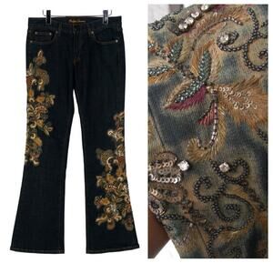 Ralph Lauren Black Label Embellished Jeans Embroidered Bead Jewel Denim 30 $1690